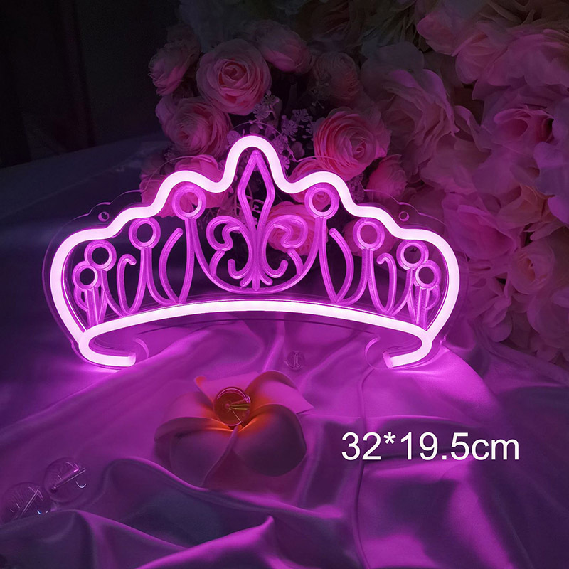 LED Neon Light Sign USB Powered Crown Wall Art Sign Night Lamp Xmas Birthday Gift Wedding Party Decor Wall Hanging Art