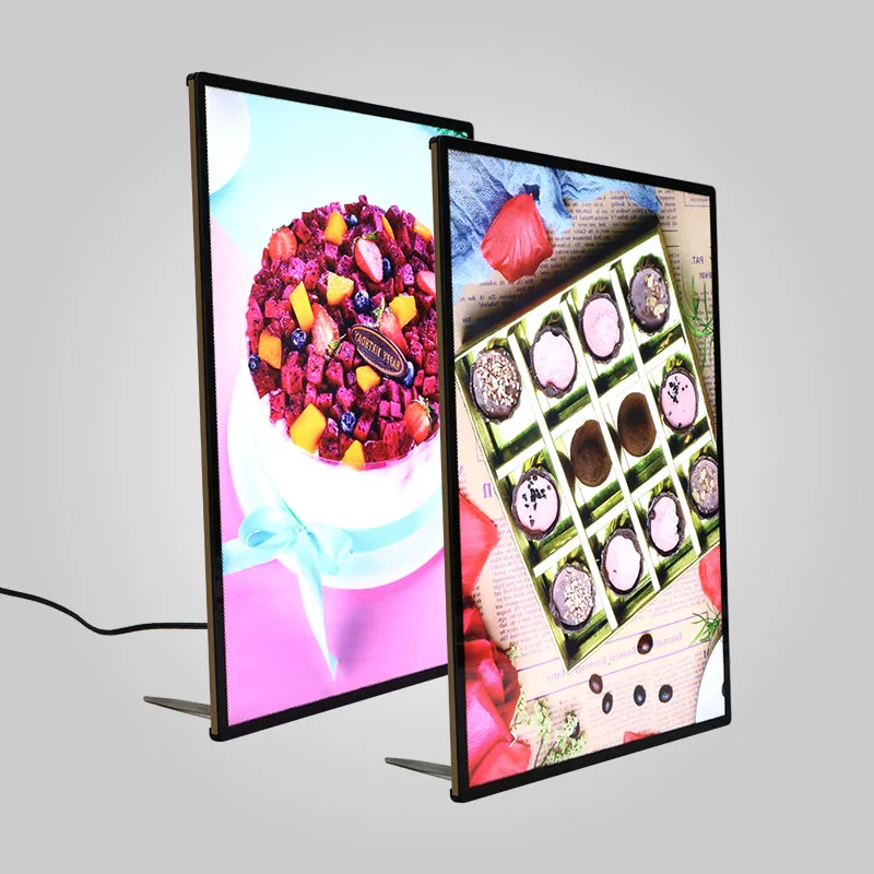 Ultra-Thin LED Light Box Restaurant and Cinema Marketing Hanging Display Frame LED Menu Board for Advertising Working Light