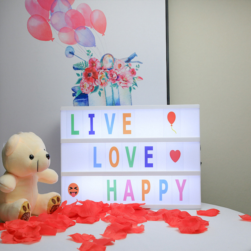 DIY Letters Symbol Cards Decoration Lamp Lightbox Battery Power Night Light Kids Message Board Selling Teaching Light For Shop