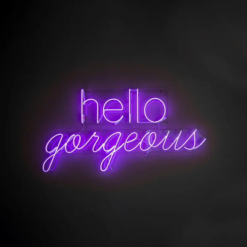 red hello gorgeous neon letter lights funny rainbow neon light sign heart neon sign