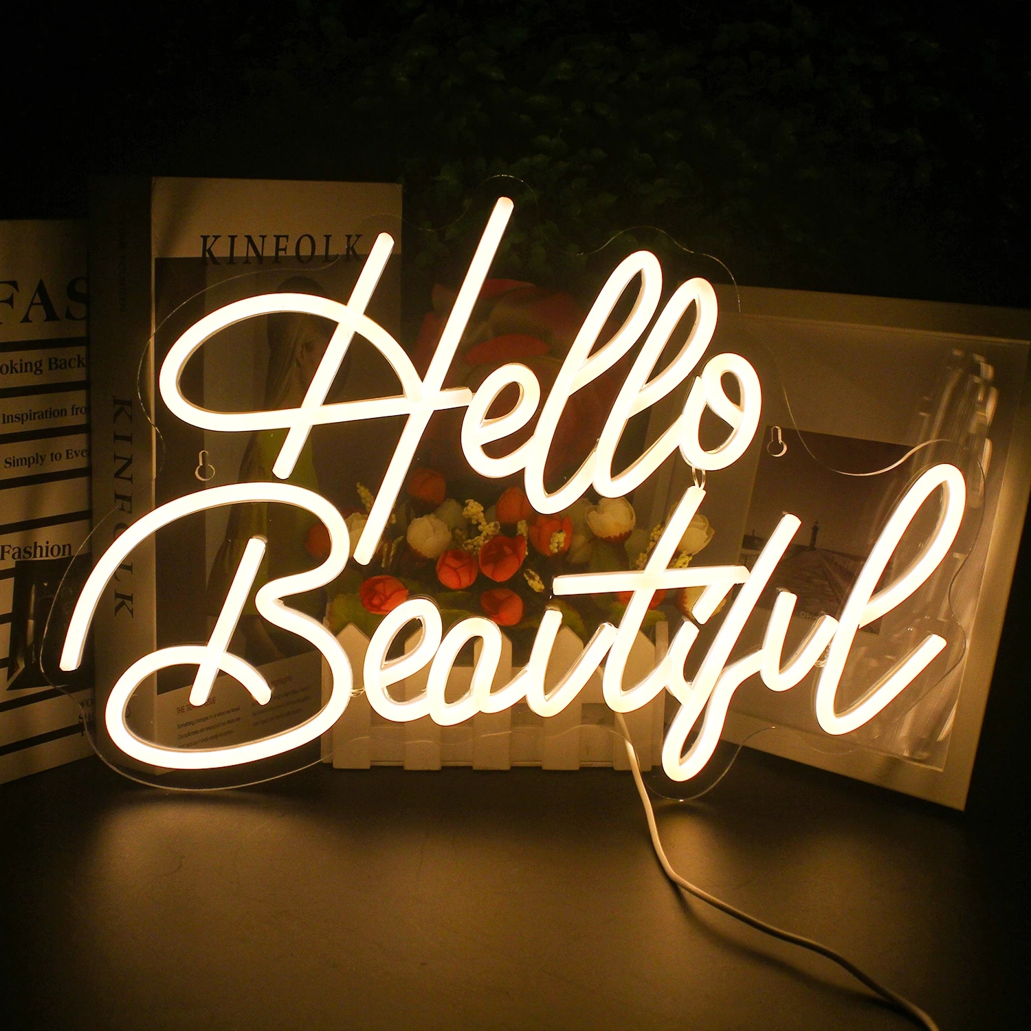 Neon Sign Light Hello Beautiful Atmosphere Wedding Acrylic LED Art Wall Bar Party Decor Beautiful Room Gift