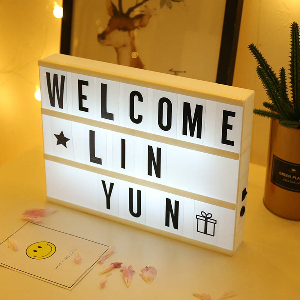 DIY Letters Symbol Cards Decoration Lamp Lightbox Battery Power Night Light Kids Message Board Selling Teaching Light For Shop