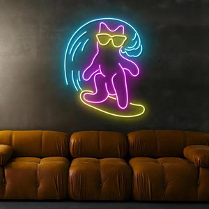 Custom Cute Cat LED Neon Lamp Flexible Color-Changing Wall Decor with Orange & Purple Neon light