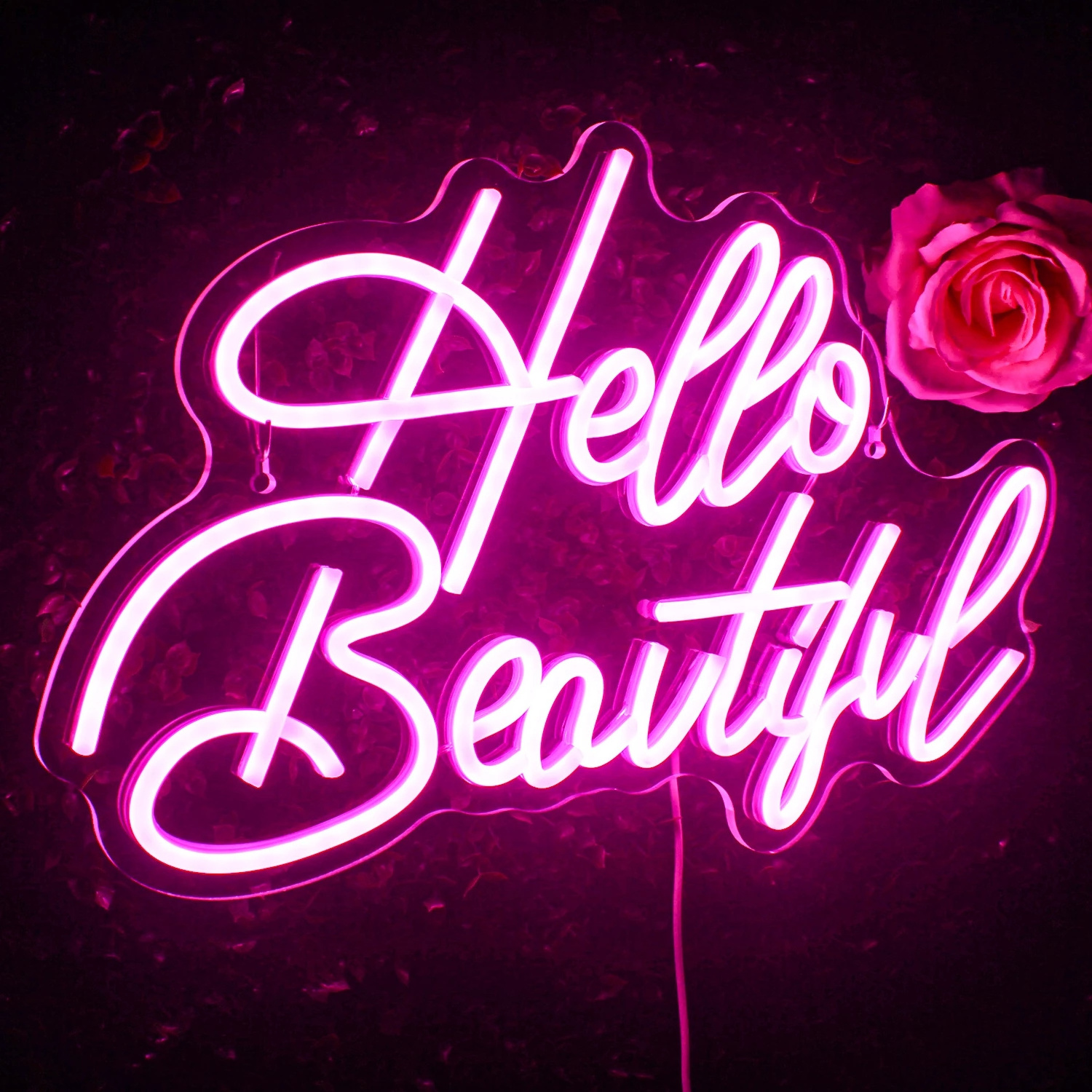 Neon Sign Light Hello Beautiful Atmosphere Wedding Acrylic LED Art Wall Bar Party Decor Beautiful Room Gift