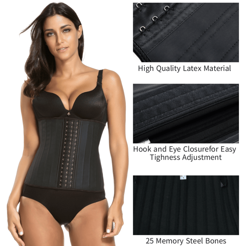 Free Sample Custom Logo Adjustable High Quality Plus Size Colombian 25 Steel Bone Latex Waist Trainer Corset for Women