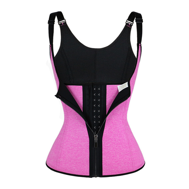 Women Logo Custom Corset Steel Boned Body Shaper Tummy Fat Burner Waist Trainer Zipper Private Label Cincher Pink Shapwear Vest