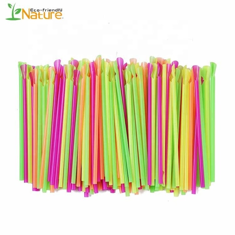 Disposable Stocked PLA Biodegradable Spoon Straw for Ice