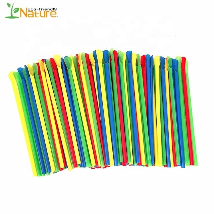 Disposable Stocked PLA Biodegradable Spoon Straw for Ice