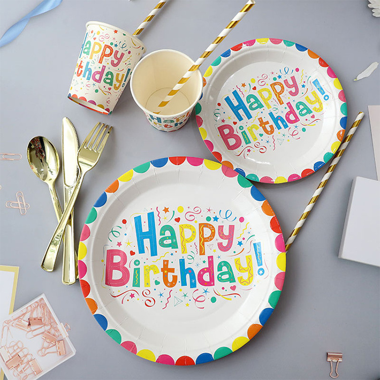 2024 Hot Sale Custom Printed Paper Plates Birthday Paper Plates Disposable Party Decoration Paper Plates