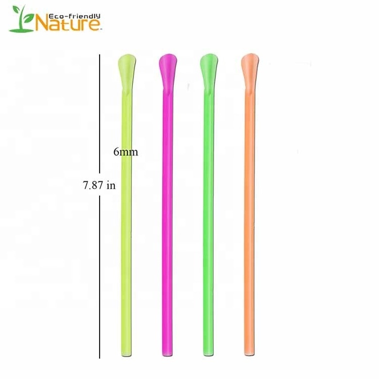 Disposable Stocked PLA Biodegradable Spoon Straw for Ice