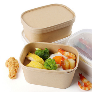 Factory Direct Sale Kraft Paper Food Lunch Box Eco Friendly Paper Salad Box With Lid