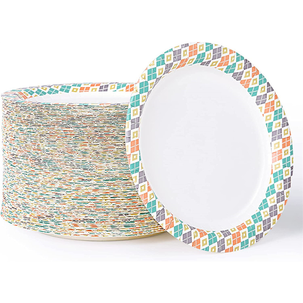 New Designs Party Supply Multicolor Dessert Paper Plates Biodegradable Disposable  Paper Dishes