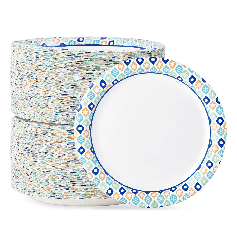 New Designs Party Supply Multicolor Dessert Paper Plates Biodegradable Disposable  Paper Dishes