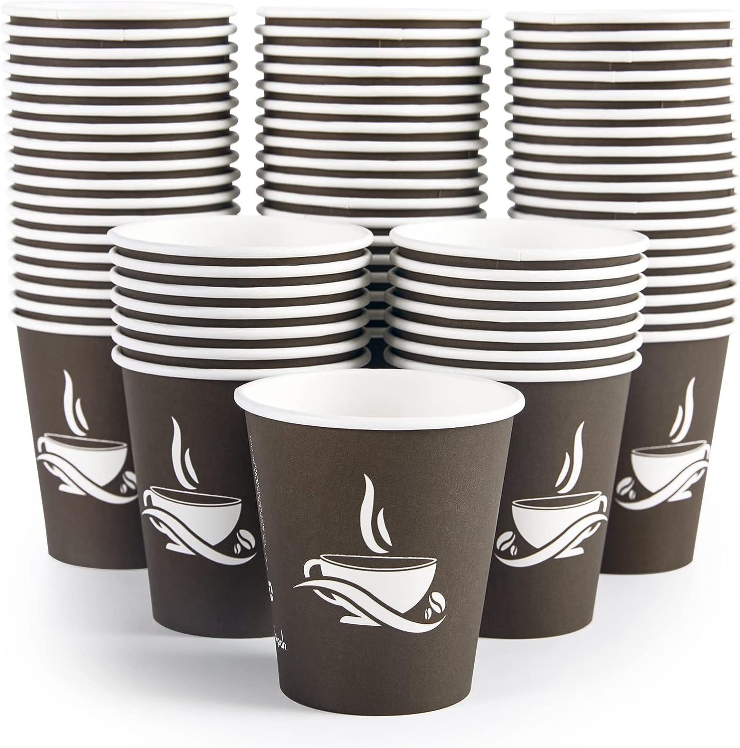 Popular gold foil stamping disposable single double wall paper coffee cup  takeaway hot drinks paper cups with lid