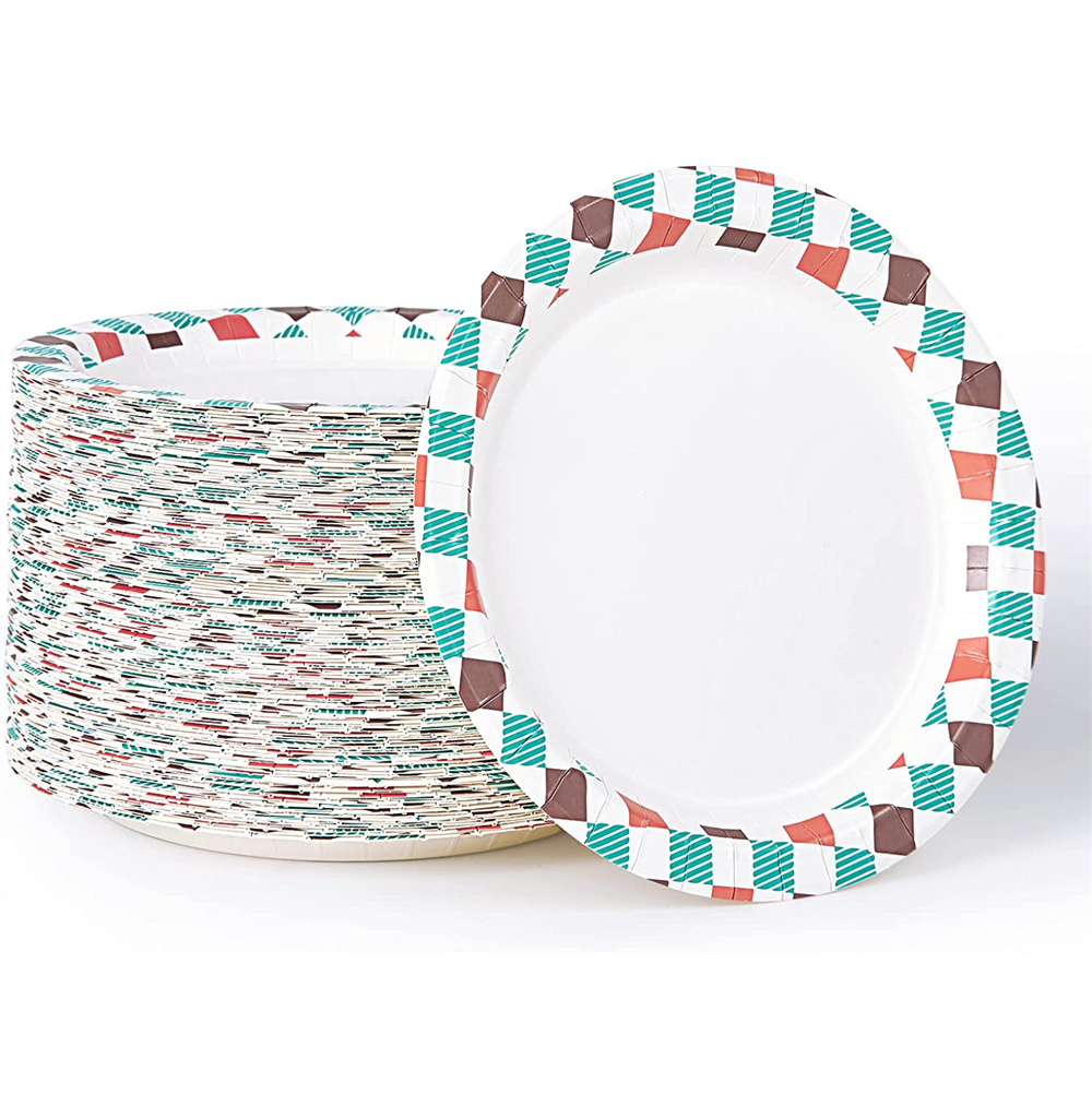 New Designs Party Supply Multicolor Dessert Paper Plates Biodegradable Disposable  Paper Dishes