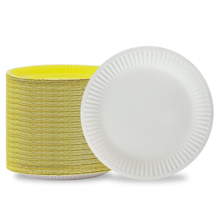 Recycle Compostable 7 Inch Paper Plates Biodegradable Birthday Disposable Paper Plates Dinner Paper Plate For Guest