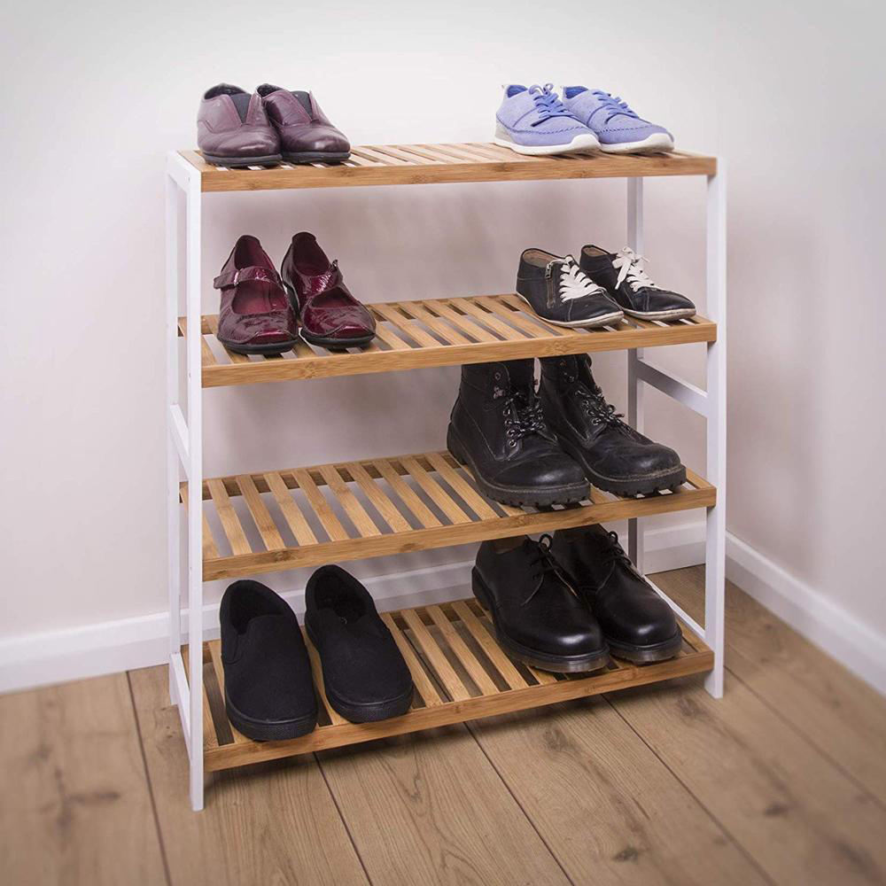 Bamboo 3 Tier Shoe Rack Bench Premium Shoe Organizer or Entryway Bencht For Shoes Hold