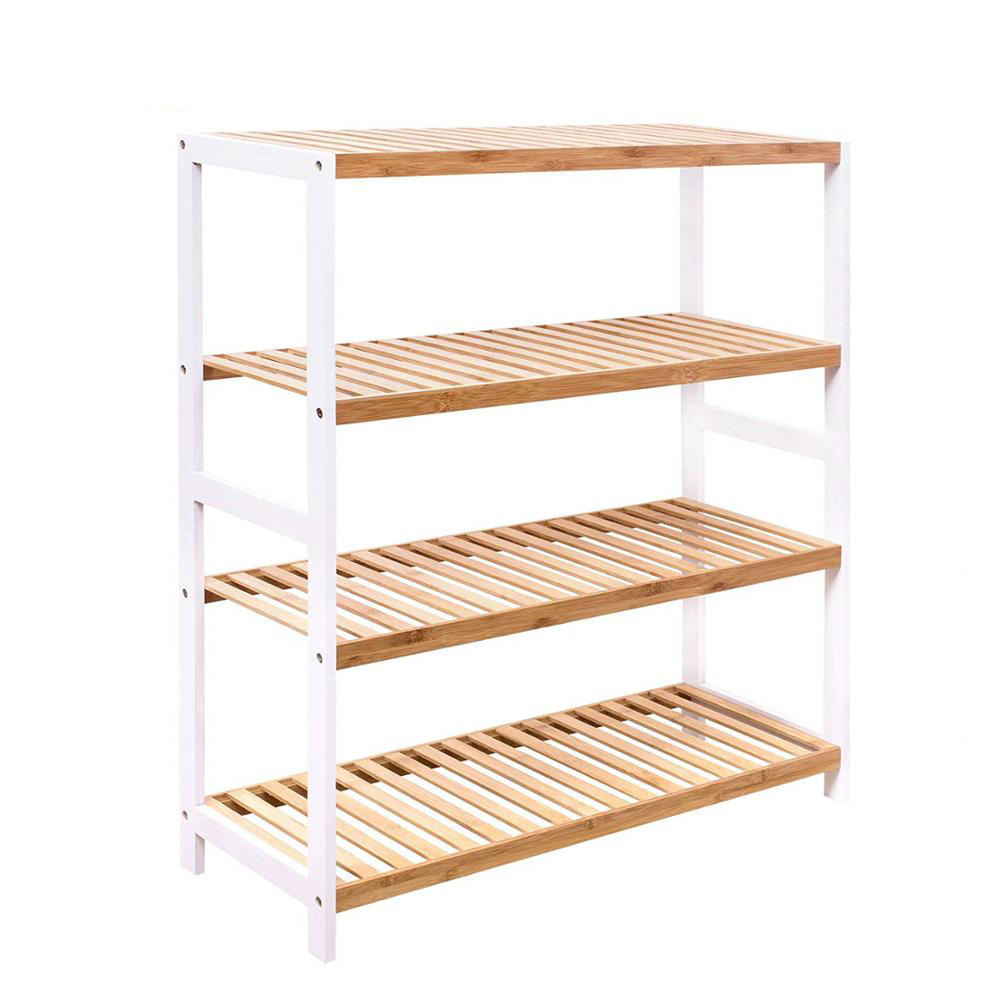 Shoe Rack-Premium Bamboo Organizer and Stackable Shelf Storage for Entryway Cubby  Bathroom Hallway Closet or Living room