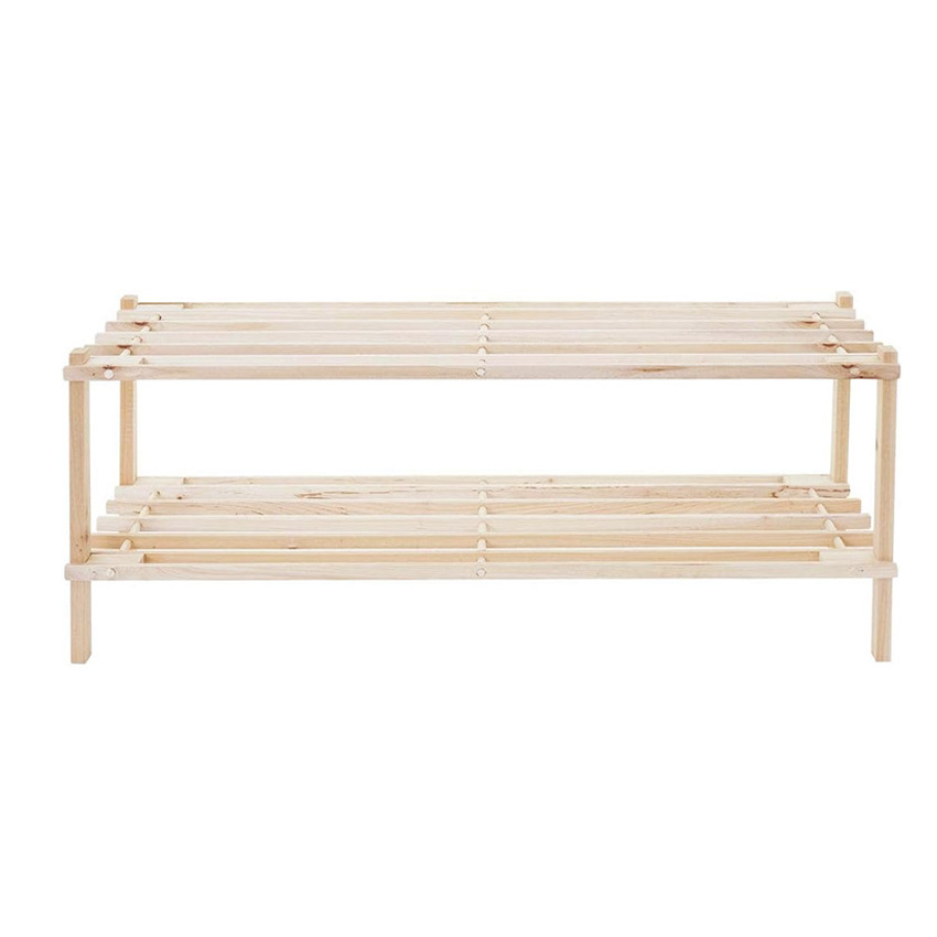 3 Tier Solid Bamboo Shoe Shelf Storage Organizer For Entryway Wooden Shoe Rack