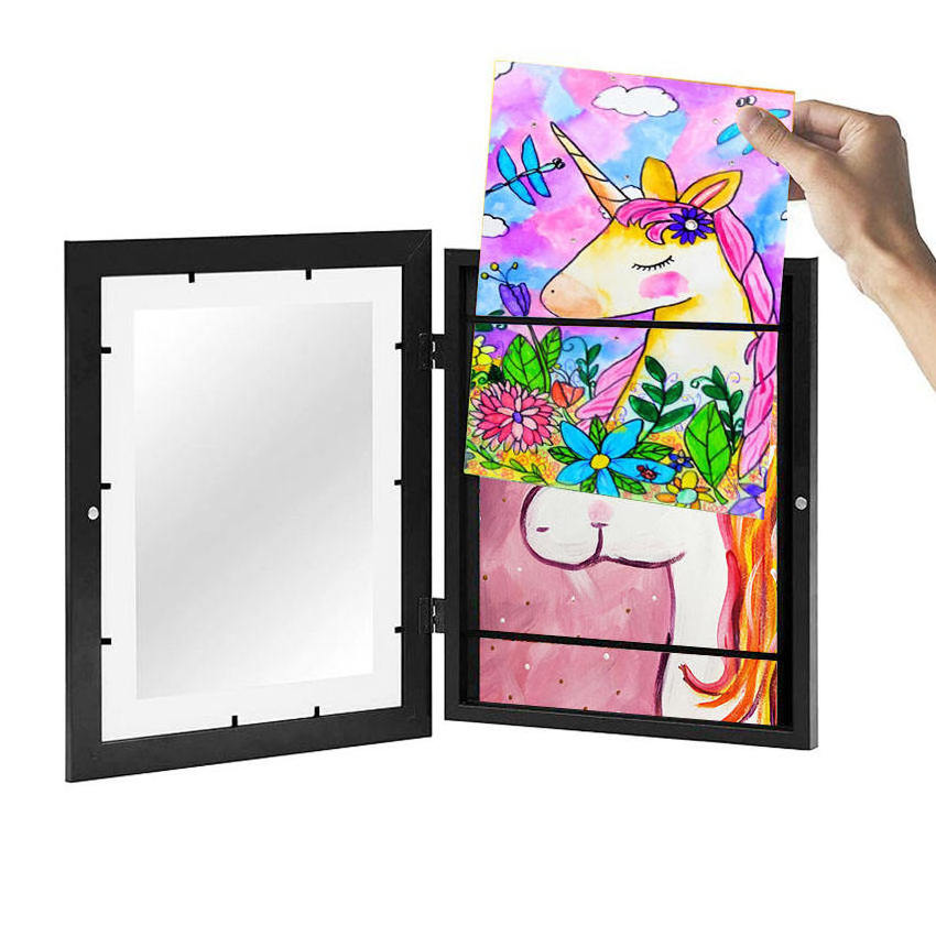 Customized Modern Art Frames For Kids Real Glass Kids Art Frame shadow box frames wholesale Front Opening Shadow Box shadow box