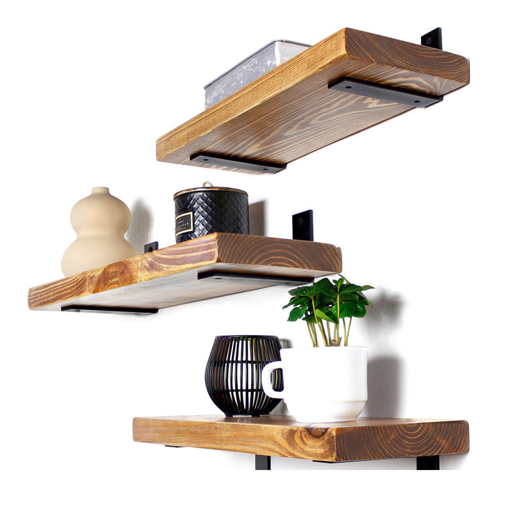 Hot Sale Floating Wall Shelves Metal And Wood Wall Corner Mounted Hanging Shelf For Bedroom