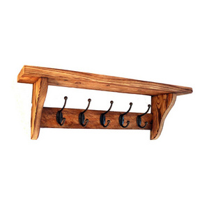 Wholesale Wooden Wall Shelf Floating With Cloth Hook Entryway Organizer Coat Hooks key Rack