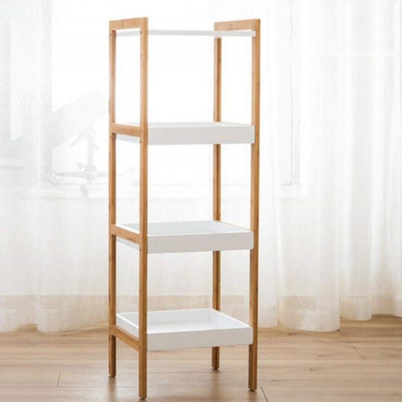 Factory Direct Selling Best Selling Living Room Furniture White 3 Tiers Wood Ladder Bookcase Shelving Unit