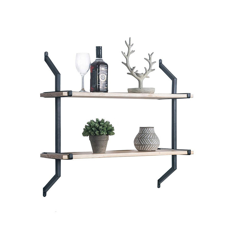 Customized Bedroom Kitchen Wood Iron Wall Modern Mountable Display Rack Shelf Units