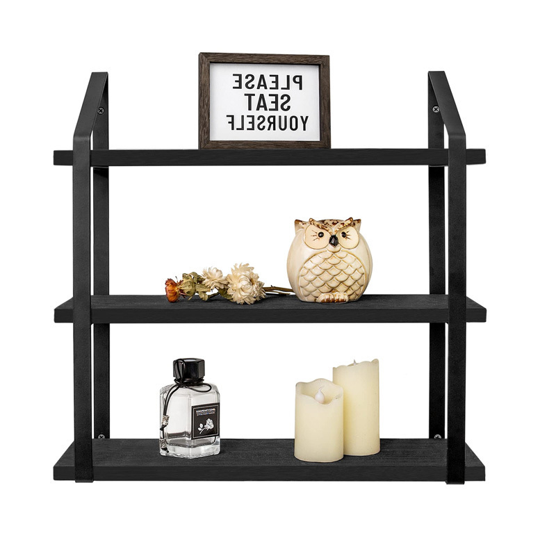 Wholesale  3 Tire Rustic Floating Wood Display Shelf -floating Wooden Shelves