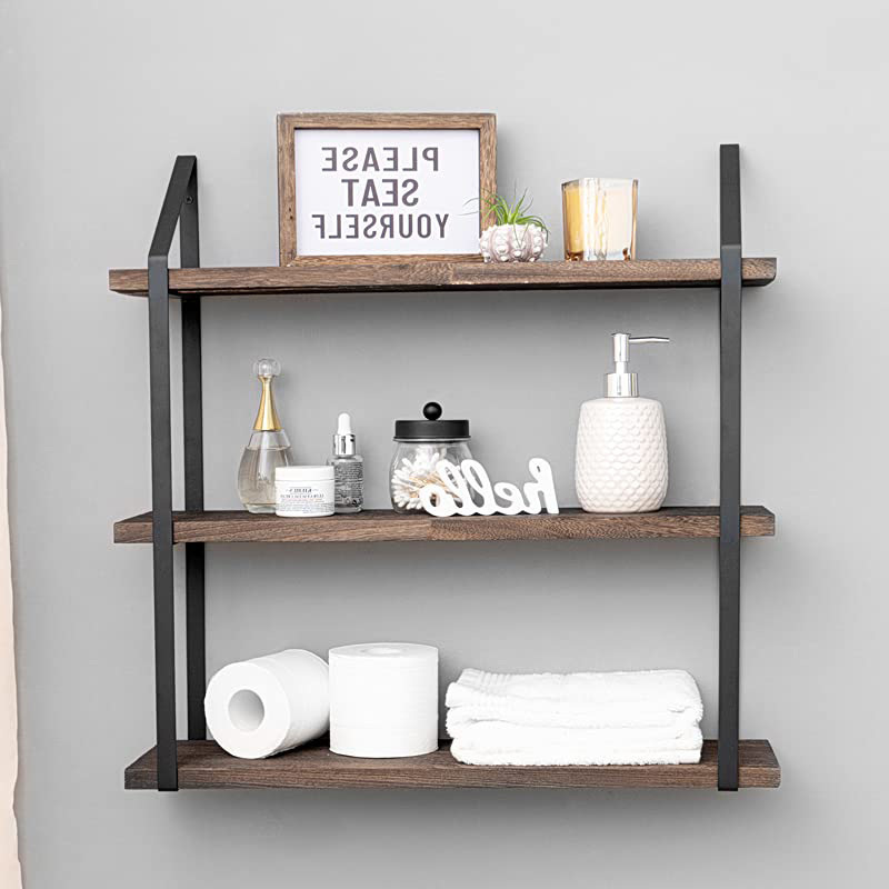 Wholesale  3 Tire Rustic Floating Wood Display Shelf -floating Wooden Shelves