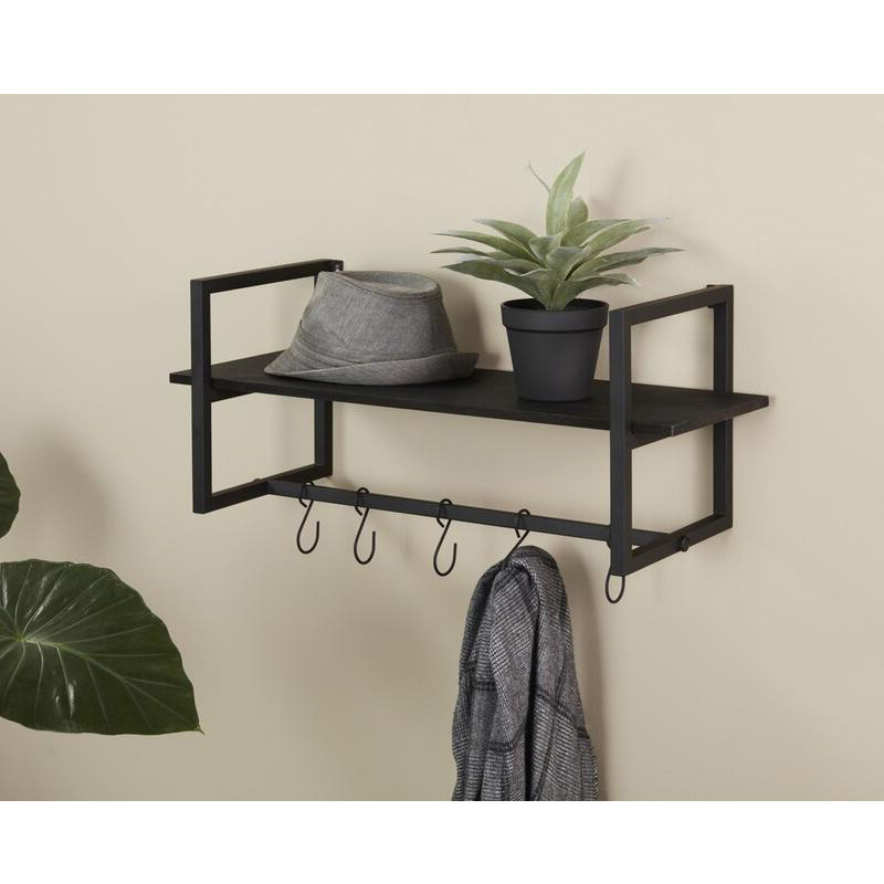 Customized Wholesale Wall Coat Rack Bamboo Coat Hanger With Shelf In Hallway