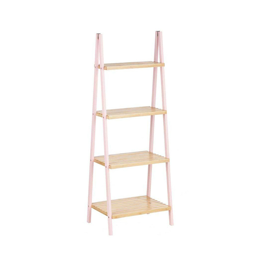 Modern Bookcase Organizer Free Standing Bamboo Ladder Shelf 3 Tier  Wooden Plant Display Rack for Home Office