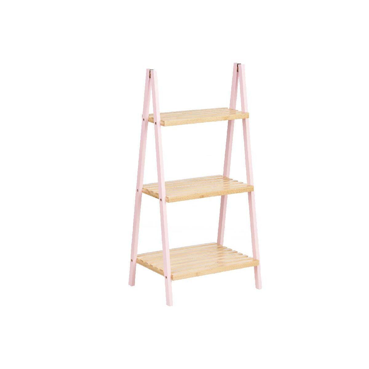 Modern Bookcase Organizer Free Standing Bamboo Ladder Shelf 3 Tier  Wooden Plant Display Rack for Home Office