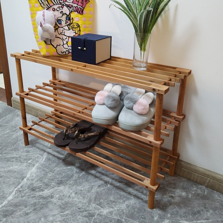 Wholesale Wooden Shoe Racks & Stands Entryway Shelf Bamboo Shoe Rack 3-Tier Storage Organizer Shoe Shelf