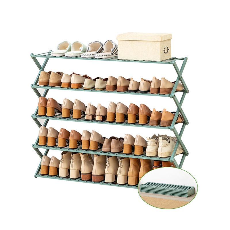 Space Saver 5 Tier Foldable Shoe Storage Organizer Shelf Wooden Bamboo Shoe Rack Online