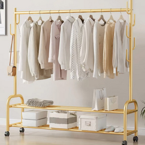 Stand Entryway Organizer Mobile Doorway Wardrobe Hanger Foot Removable Metal Shoes And Coat Rack With Wheels