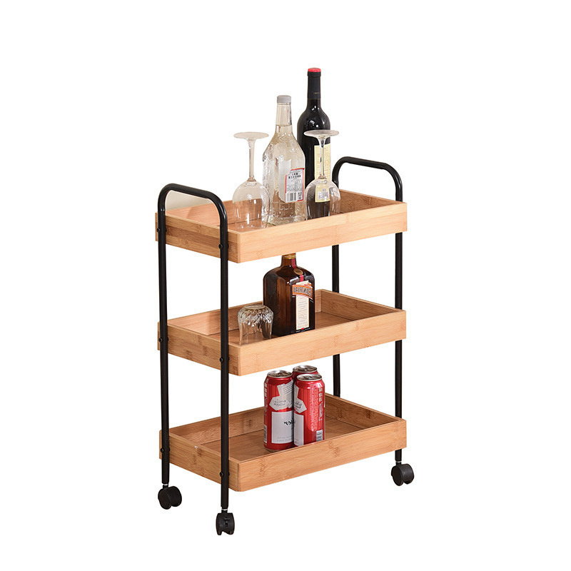 3 Tier 4 Tier Bamboo Dining Cart Serving Tray Serving Tray With Wheels Furniture For Kitchen Trolley Cabinet