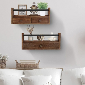 New Style Wood Floating Drawer Shelf Wall Mounted Wooden Storage Floating Shelf With Drawer