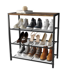 Adjustable Entryway Closet Stable Durable 4 Tier Flat Slanted Holds 9-12 Pairs Shoe Shelves Shoe Organizer Shoe Rack