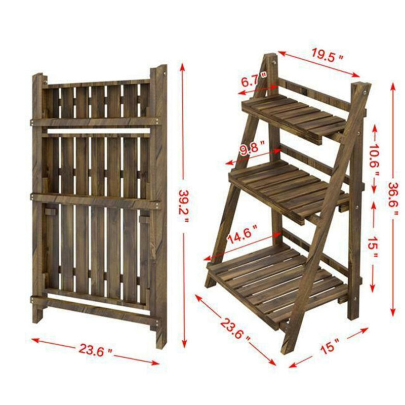 Good Price Wood Outdoor Tiered Plant Shelf For Multiple Plants Stand Indoor For Window Balcony Living Room Gardening