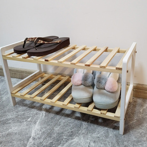 Modern Entry Way 2-tier Wooden 2-tier Bamboo Shoe Rack