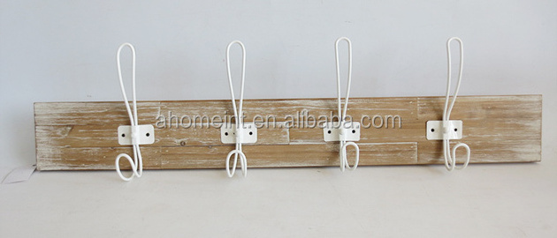 Distressed Decorative antique Anchor shape Wood key Coat Hat Clothes wall Hook Rack shelf