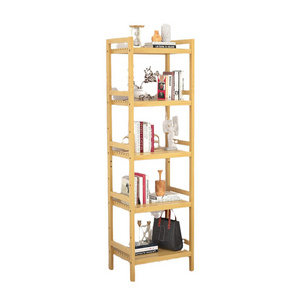 Factory Sale 5 Tiers Adjustable Tall Bookcase Book Shelf Rack Organizer Shelving Unit Free Standing Storage Bamboo Bookshelf