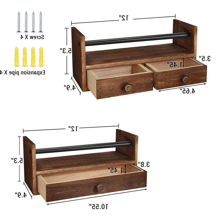 New Style Wood Floating Drawer Shelf Wall Mounted Wooden Storage Floating Shelf With Drawer