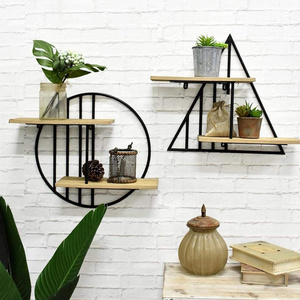 Good Quality 2 Tier Wall Decor Shelf Metal Wooden Rustic Decorative Hanging Floating Shelves Mount Decoration Furniture Wood Wal