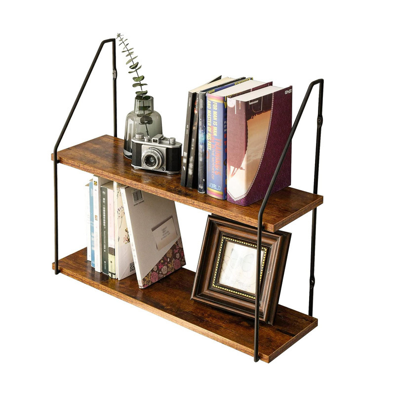 New Design Floating Shelves Wall Book Shelf Bookcase Decorative Floating Display Shelves 1/2/3 Tiers Wood And Metal