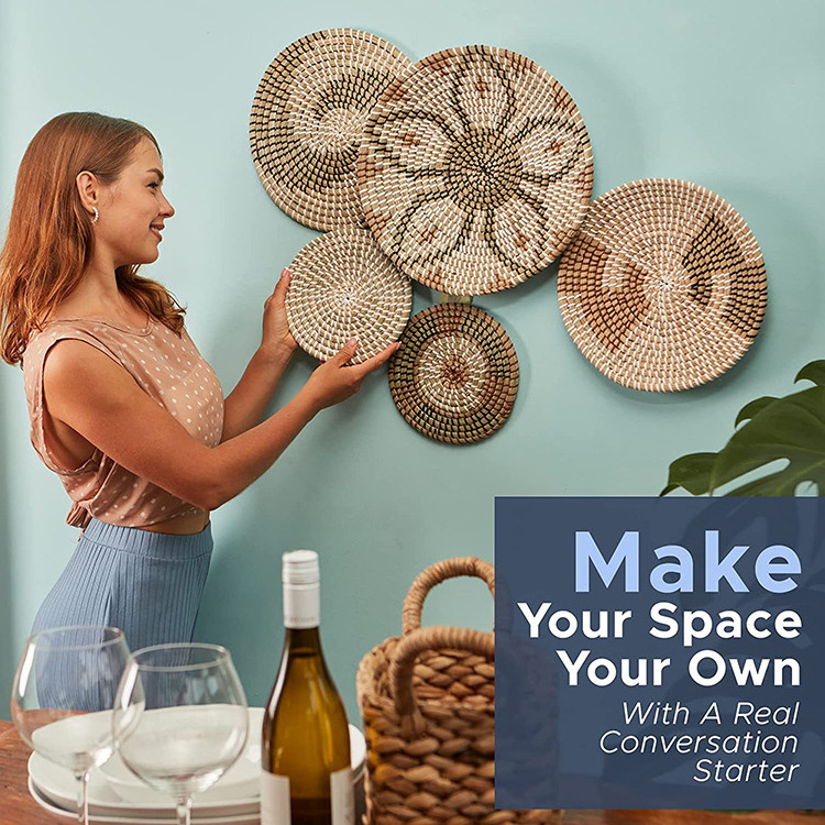 New Style Boho Basket Home Decor Rattan Wall Art Basket Decor