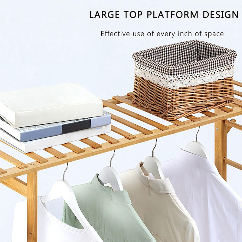 Simple Design Bedroom Storage Rack Household Hanger Wardrobe Bamboo Floor-standing Coat Rack