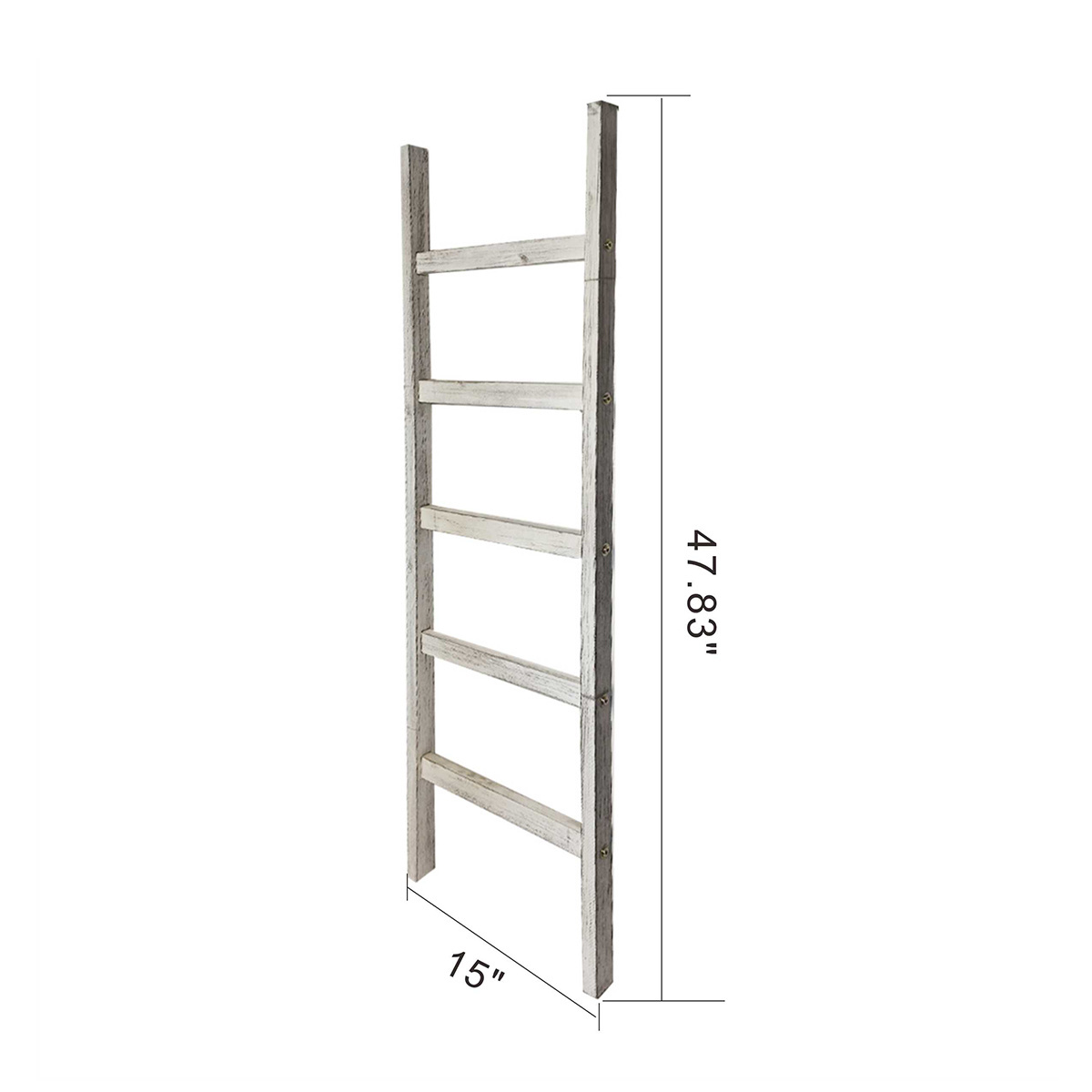 White Rustic Wooden Decorative Non-folding 5 Tier Storage Organization Towel Blanket Ladder Racks