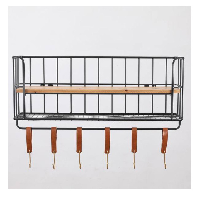 Customized Modern Metal Wood Floating Shelf Wall Mounted Storage Rack For Home Living Room